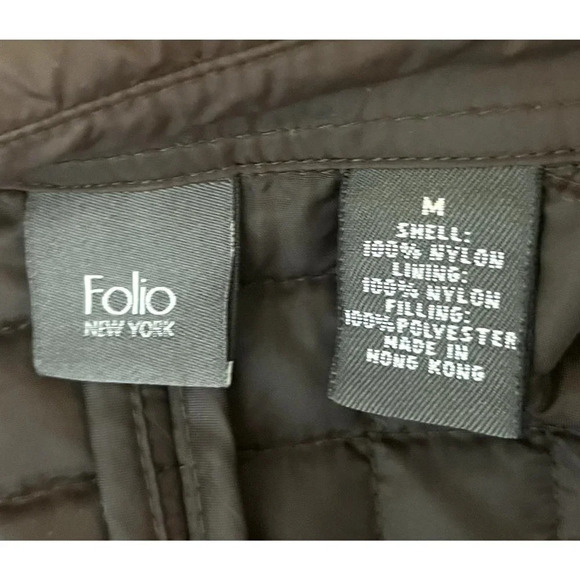 Folio Brown Quilted Snap Front Jacket M - Picture 4 of 4